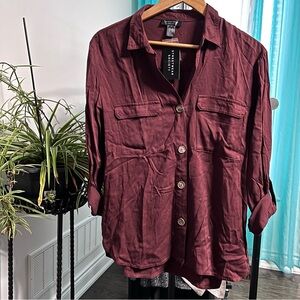 Streetwear Society | NWT Maroon Button Down Dress Shirt Medium
